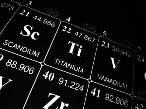 Titanium on the periodic table of the elements Stock Photos