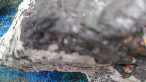 Titanium Raw Ore on Copper with Azurite, Malachite &amp;amp; Bornite Stock Footage 324553305