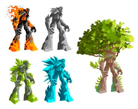 Titans guardians elements warriors Stock Illustration