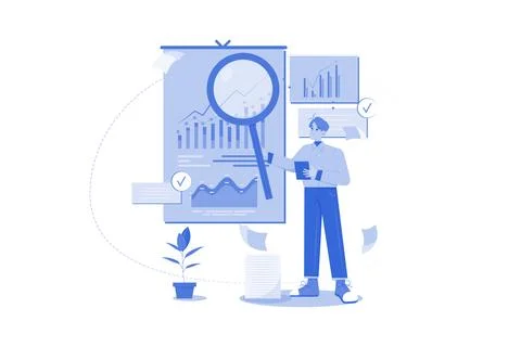 Title Analyst conducting property title research. Stock Illustration