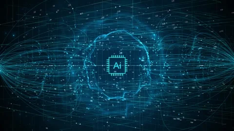 Title: Artificial Intelligence Data Flow Network Digital Brain Visualization Stock Footage 333858136