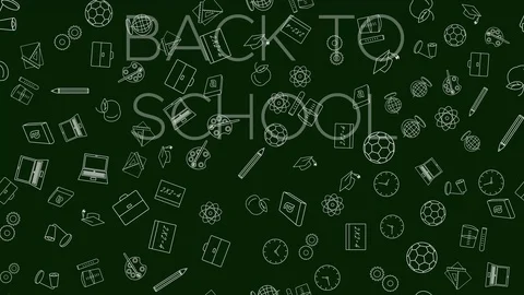 Title - Back to school and school supplies, loop Stock Footage 112918088