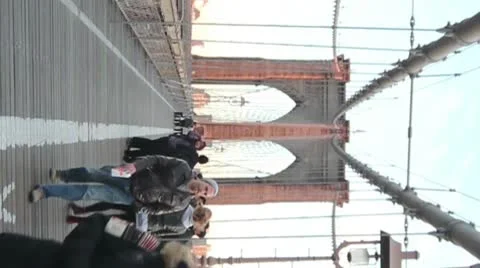 Title Brooklyn Bridge Centered Big Tower Vertical Stock Footage 10562180