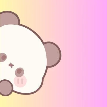 Title: Cute Kawaii Panda Face Illustration on Pink Background Ilustração Stock