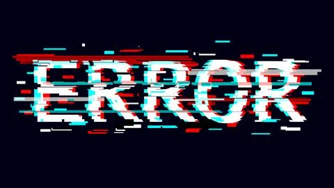 Title "Error" with glitch effect. Digital screen glitch VHS effect. Hacking.. Stock-Illustration
