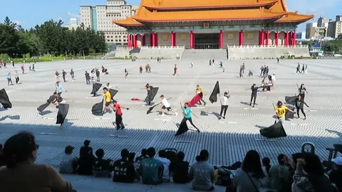Title Flag Bearers Practicing at Liberty Square, Taipei, Taiwan (4th Jan 2020) 库存影片 344043601