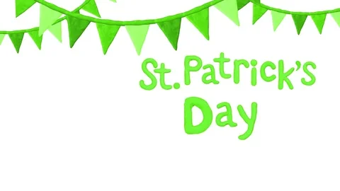 Title with flags Happy St. Patrick's day. Alpha matte. 4K Video stock 72686115