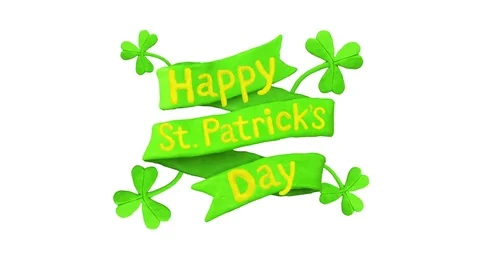 Title with flags Happy St. Patrick's day. Alpha matte. 4K Stock Footage 72686150