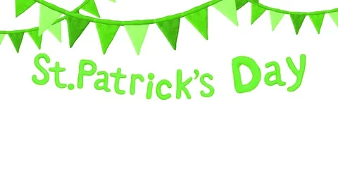 Title with flags Happy St. Patrick's day. Alpha matte. 4K Video stock 72686151