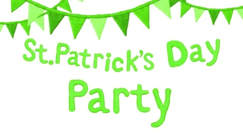 Title with flags Happy St. Patrick's day. Alpha matte. 4K Video stock 72686164