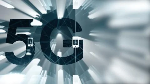 Title graphic 5G network high speed cellular mobile internet communications Illustrazione stock