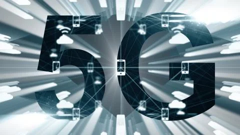 Title graphic 5G network high speed cellular mobile internet communications Stock Illustration
