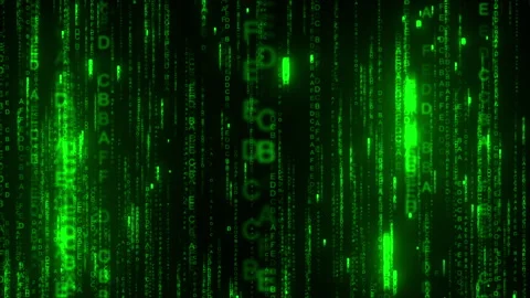 Title Green Digital Matrix Data Rain Cyber Technology Background Stock Footage 341318577
