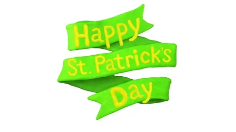 Title Happy St. Patrick's day with clover. Alpha matte. 4K Stock Footage 72643468