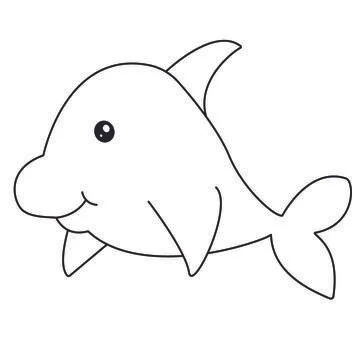 Title: High-Quality Cute Dolphin animal doodle. Line Drawing Vector Illustration Illustrazione stock