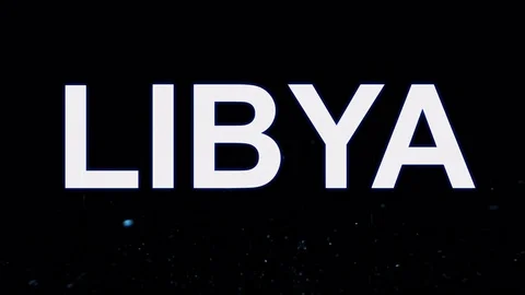 Title LIBYA arises from blue water. Transparent alpha channel. 3D rendering Stock Footage