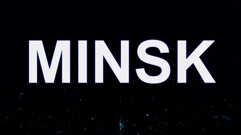 Title MINSK arises from blue water. Transparent alpha channel. 3D rendering Stock Footage