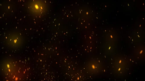 Title Orange Fire Ember Particles Floating on Dark Background Stock Footage 341318541