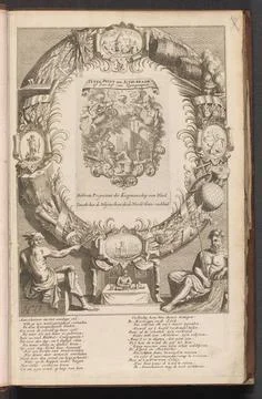 Title page with the action window or the court of Quinquenpoix, 1720; Tyte... Stock Photos