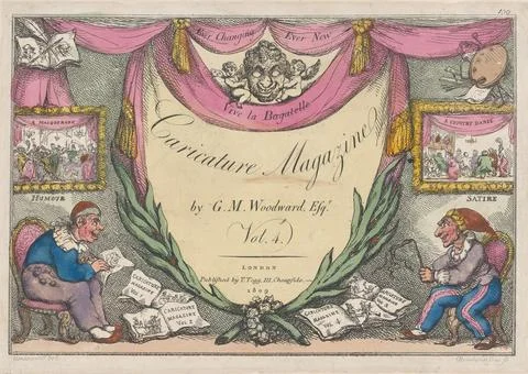 Title Page, The Caricature Magazine by G. M. Woodward, Vol. 4 1809 Thomas R.. Stock Photos