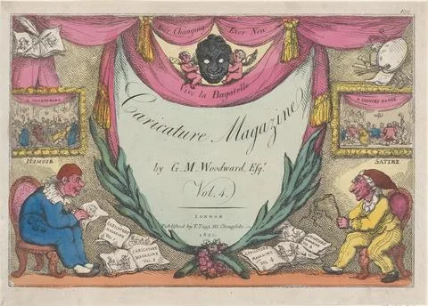 Title Page, The Caricature Magazine by G. M. Woodward, vol. 4 1821 Thomas R.. Stock Photos