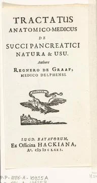 Title page for: Reinier de Graaf, Tractatus Anatomico-Medicus The Succi Pa... Stock Photos