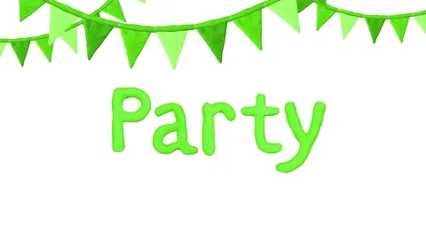 Title Party with flags Happy St. Patrick's day. Alpha matte. 4K Stock Footage 72686167