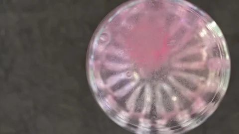 Title: Pink Tablet Dissolving and Bubbling in Water Stock Footage 314834681