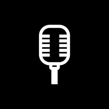 Title: Retro Vocal Microphone Icon - Classic Podcast &amp; Radio Vector Symbol Stock Illustration