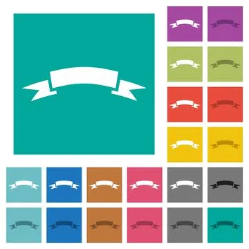 Title ribbon solid square flat multi colored icons Stock Illustration