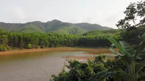 Title River and green mountains landscape Phong Nha Vietnam Stock Footage 335280016
