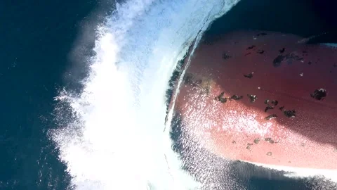 Title Ship bow bulb cutting through water waves close-up, 4K Stock Footage 332359134