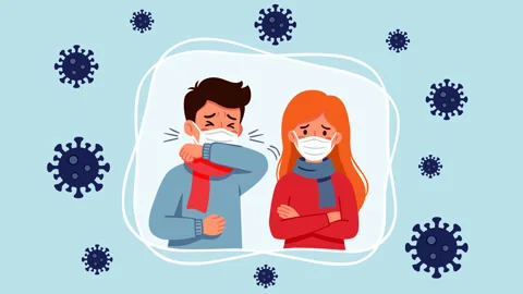 Title Sick Couple Wearing Face Masks During Virus Outbreak Animation 動画素材 335001518