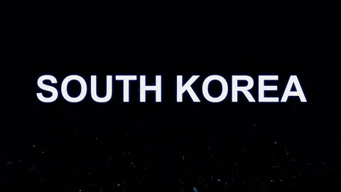 Title SOUTH KOREA arises from blue water. Transparent alpha channel. 3D Stock Footage