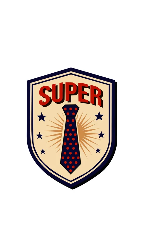 Title Super Dad Badge Animation with Necktie for Fathers Day Celebration 库存影片 334858624