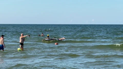 Title Vacation at the Beach in Łeba, Sunny Day by the Baltic Sea Stock Footage 281905455
