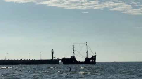 Title Vacation at the Beach in Łeba, Sunny Day by the Baltic Sea Stock Footage 281905943