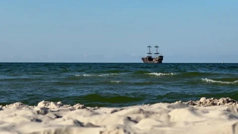 Title Vacation at the Beach in Łeba, Sunny Day by the Baltic Sea Stock Footage 281905955