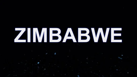 Title ZIMBABWE arises from blue water. Transparent alpha channel. 3D rendering Stock Footage