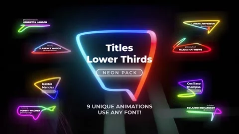 Titles Lower Thirds Neon Light 6 After Effects stock