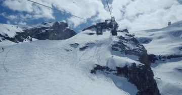 Titlis cliff panorama view from cablecar Stock Footage 85762538