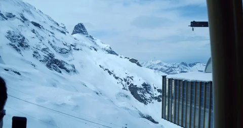 Titlis cliff panorama view from cablecar Stock Footage 85767934