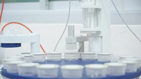 TITRATOR Machine working Laboratory Close up 50fps Stock-Footage 247495277