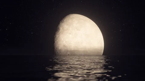Título: Giant moon reflected in a calm sea. Stock Footage 336851166