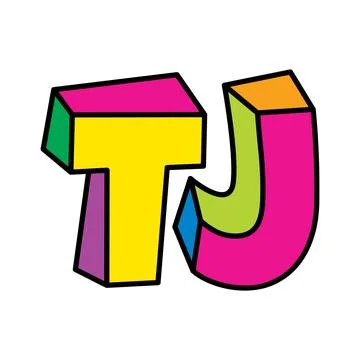 TJ letter logo design vector playful colorful Stock Illustration