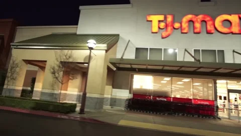 TJ Maxx storefront entrance, inside shop, Stock Video