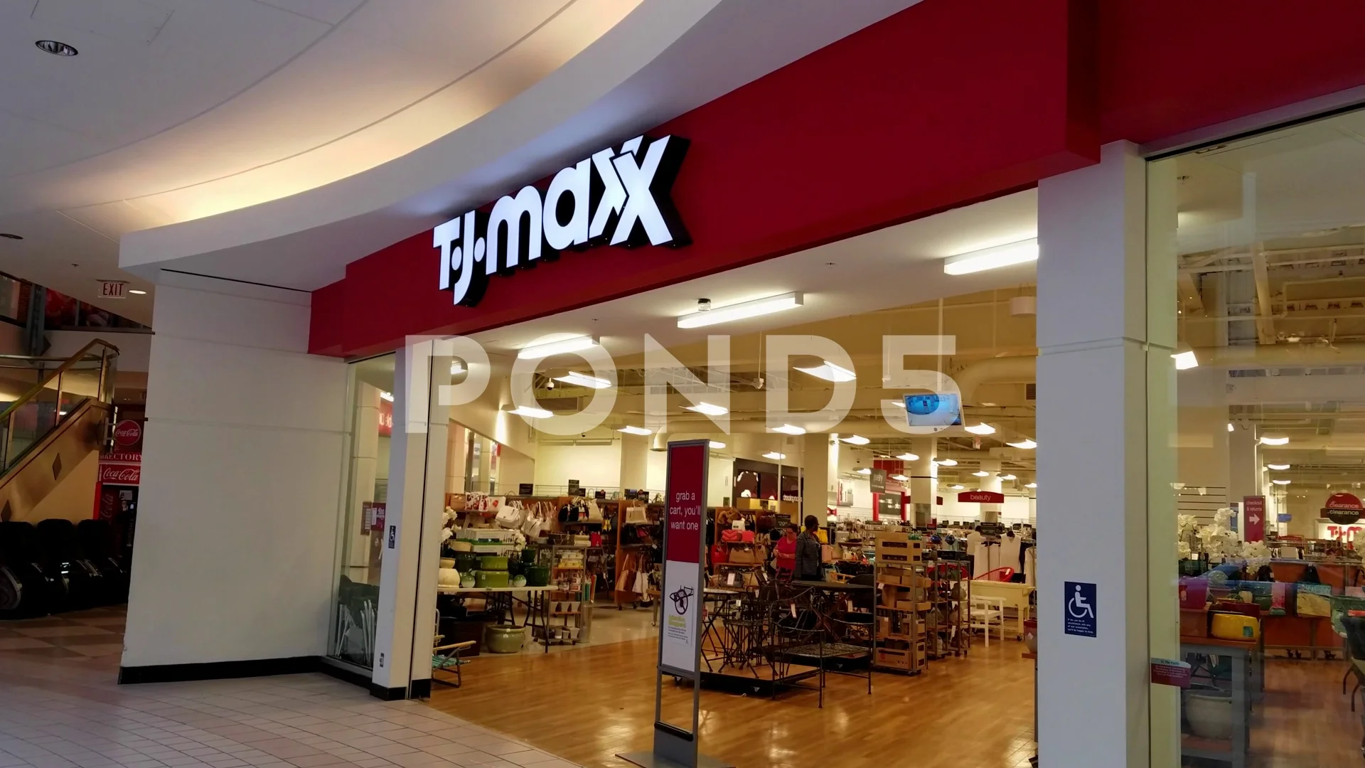 TJ Maxx storefront entrance, inside shop, Stock Video