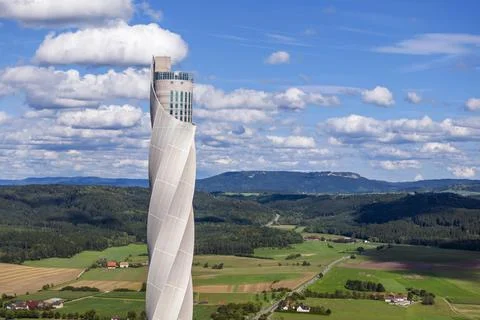 TK Elevator test tower 246 metre high lift test tower for express and Stock Photos