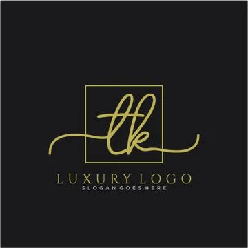 TK Initial handwriting logo design Stock Illustration