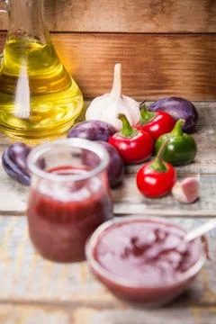Tkemali sauce from plums Stock Photos